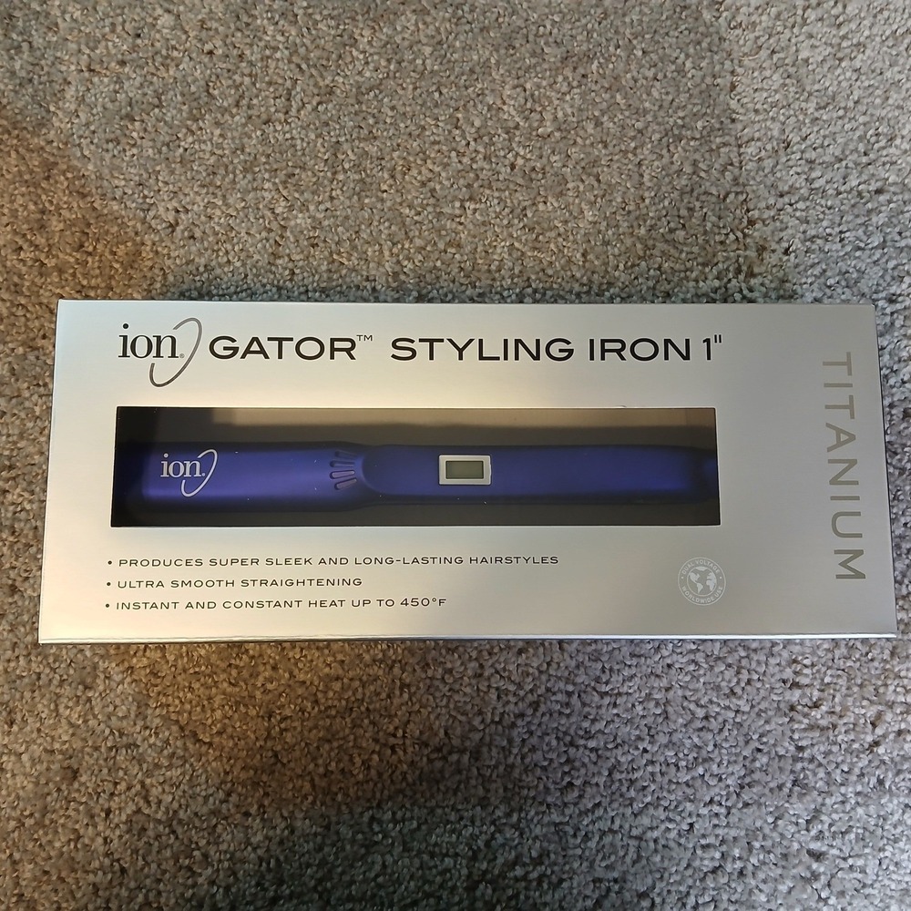 Ion Titanium Gator Styling Iron 1 Inch Flat Iron Purple 301618 Dual Voltage